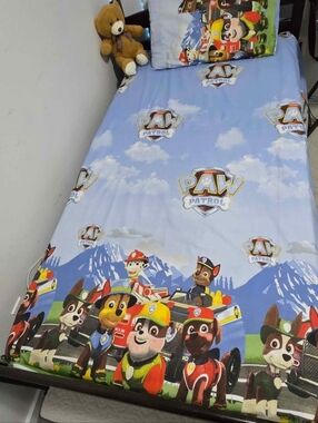 Paw Patrol Kids Bedding Sheet Set - Light Blue with Character Print.
